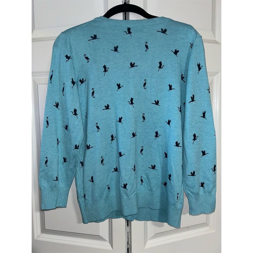 Bass Women's Blue Bird Print Cardigan Sweater Size M Casual - Picture 7 of 7